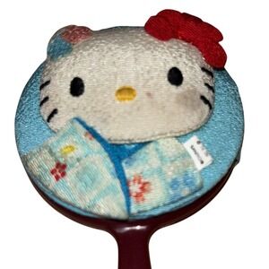 Sanrio Hello Kitty Hand Mirror Kids OS Blue Good Vintage Kimono 3D Plush Bell